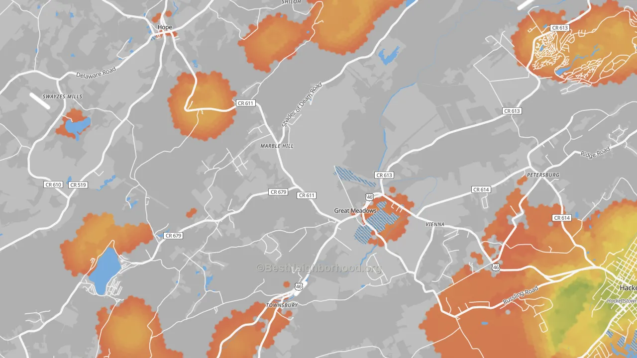 Bike Grade map of 07838, NJ