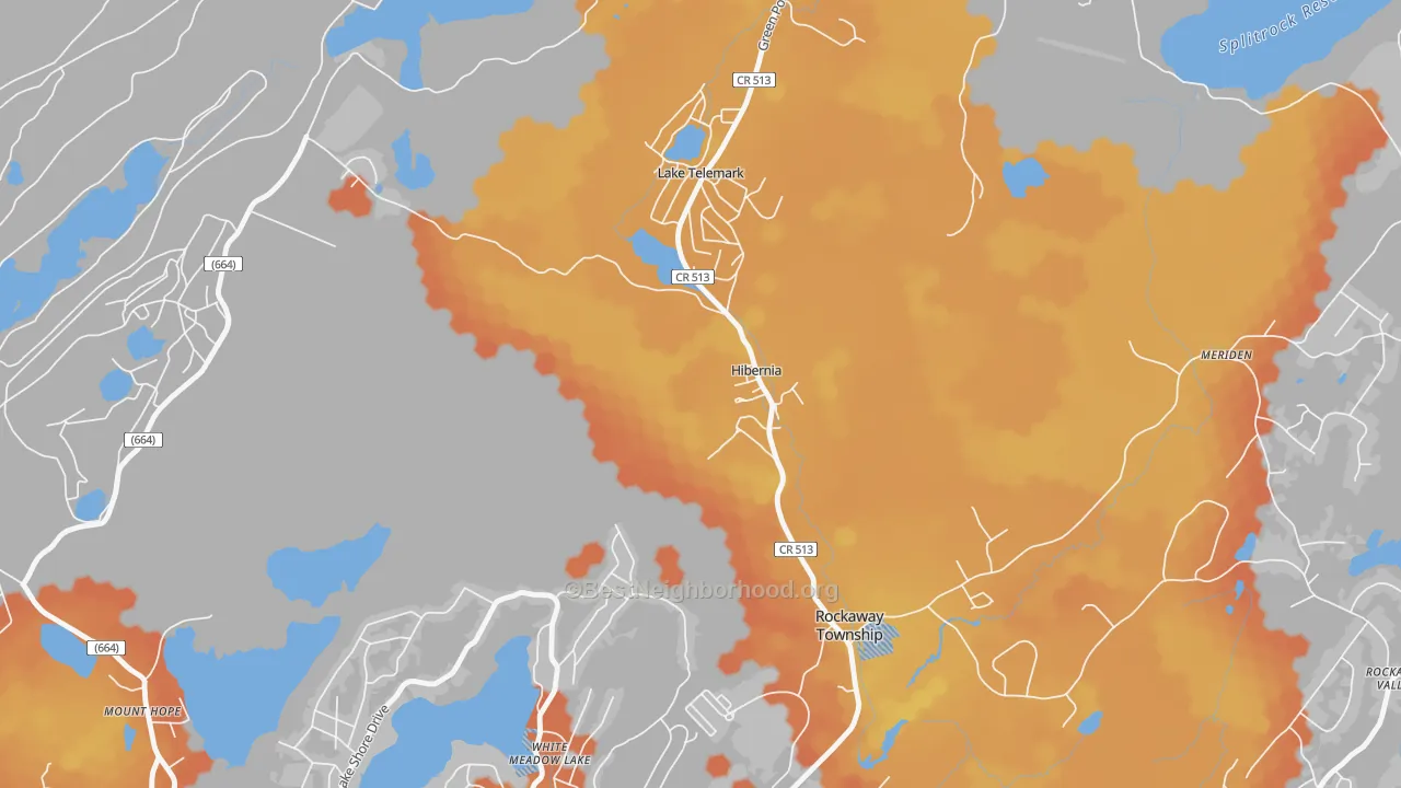 Bike Grade map of 07842, NJ