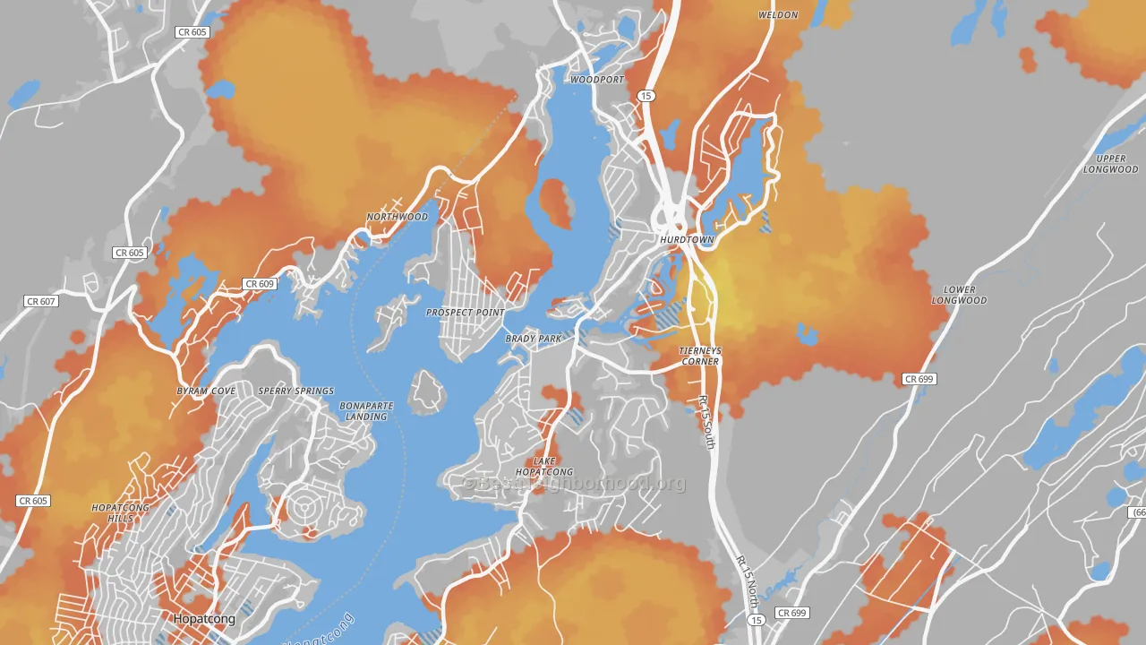 Bike Grade map of 07849, NJ