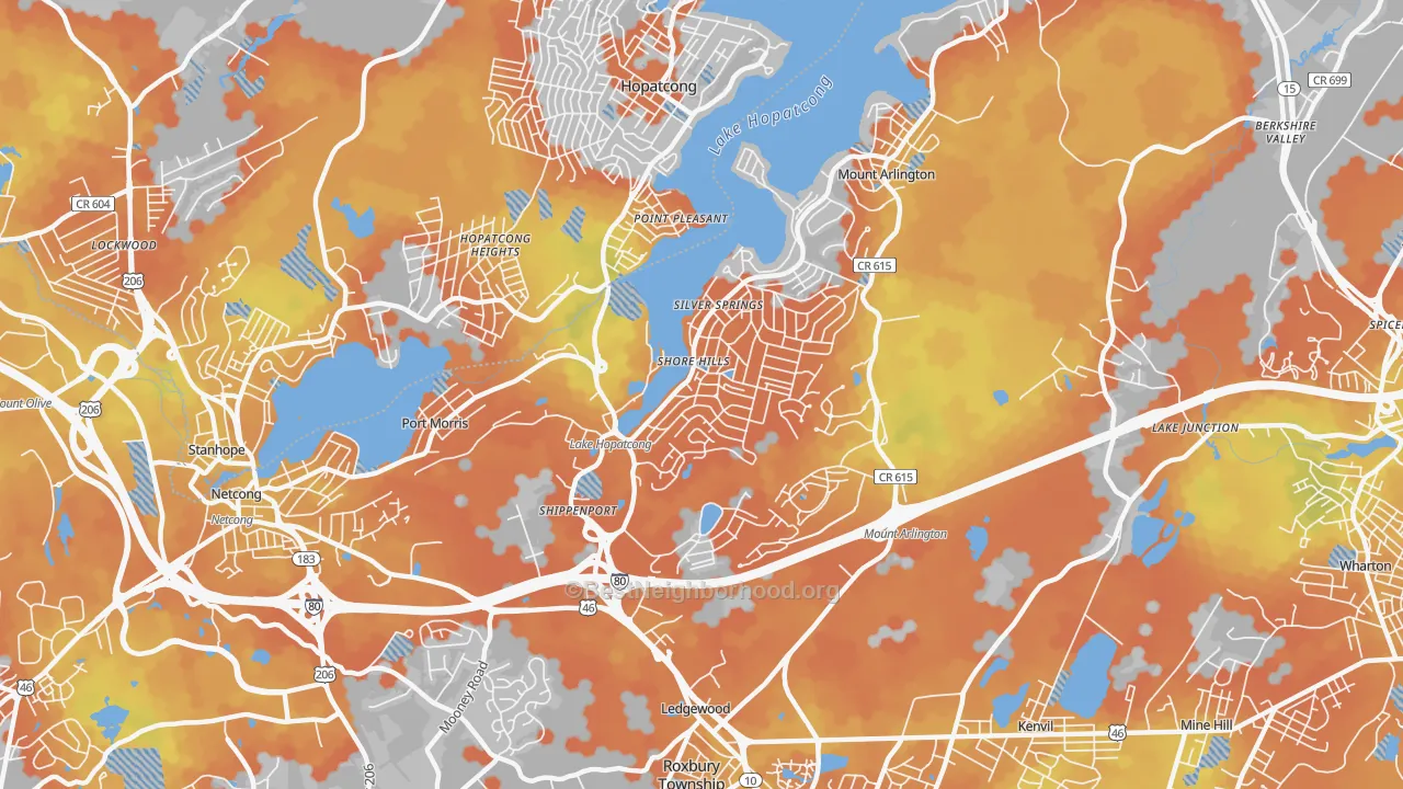 Bike Grade map of 07850, NJ