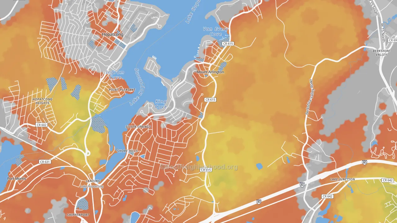 Bike Grade map of 07856, NJ