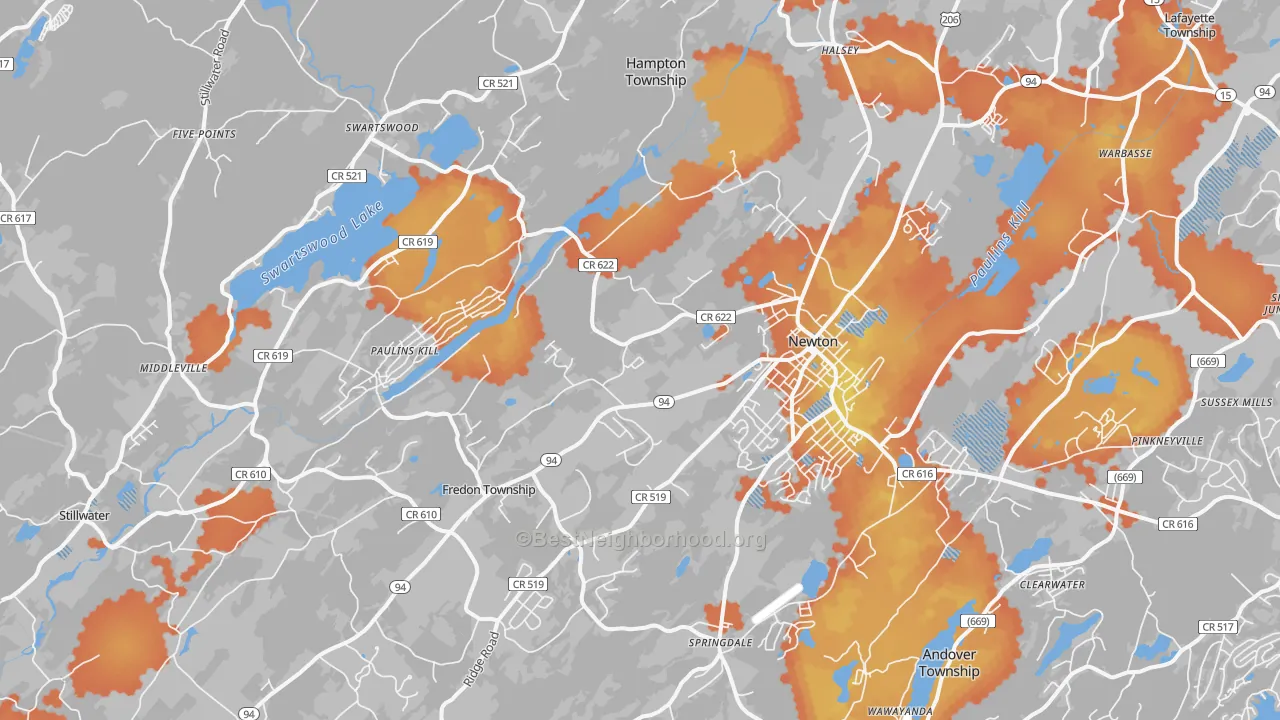 Bike Grade map of 07860, NJ