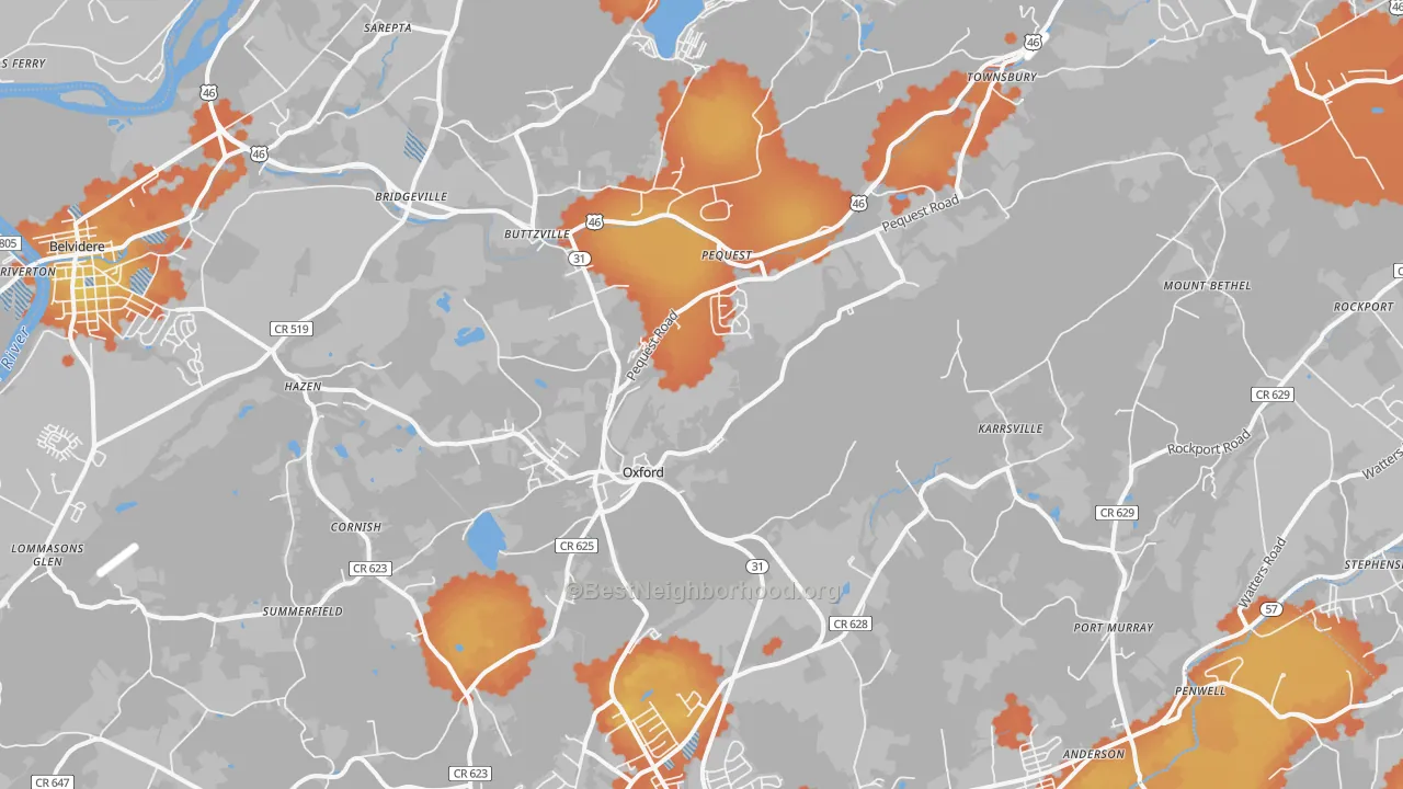 Bike Grade map of 07863, NJ