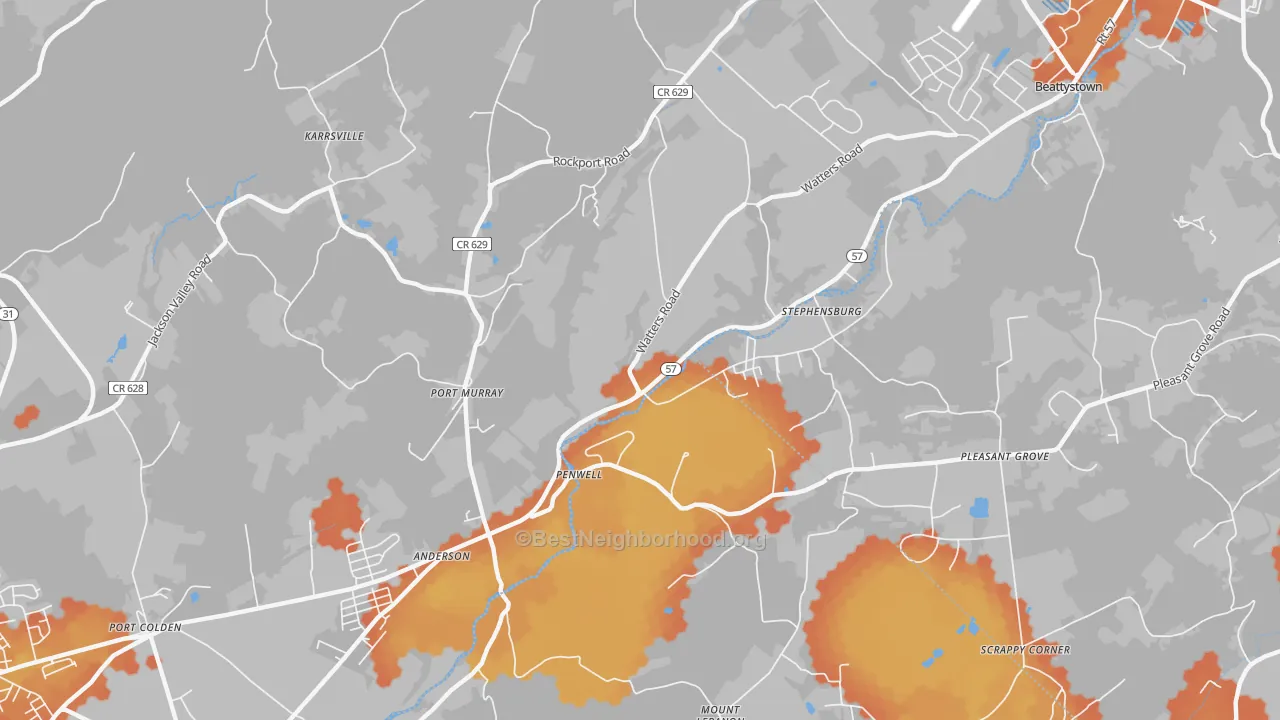 Bike Grade map of 07865, NJ