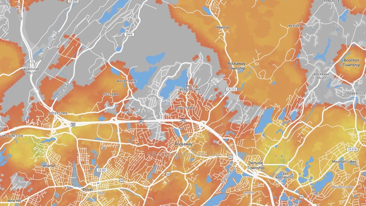 Bike Grade map of 07866, NJ