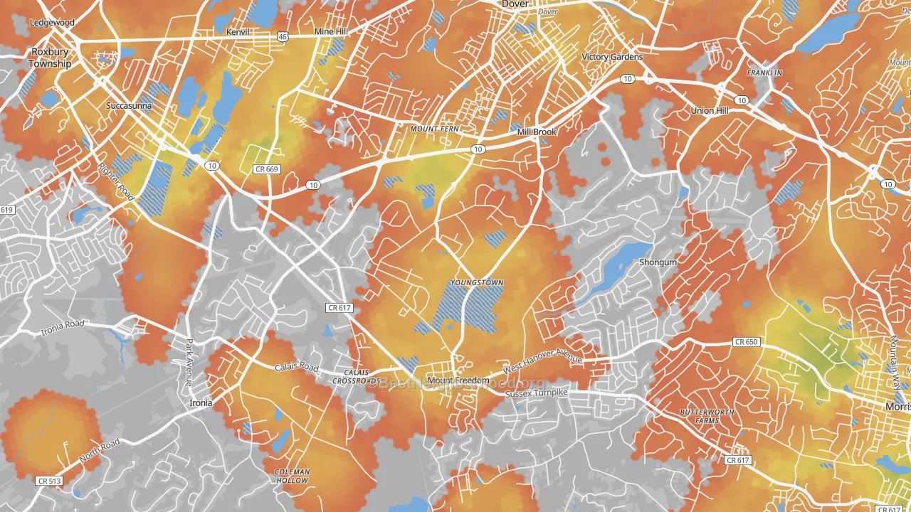 Bike Grade map of 07869, NJ