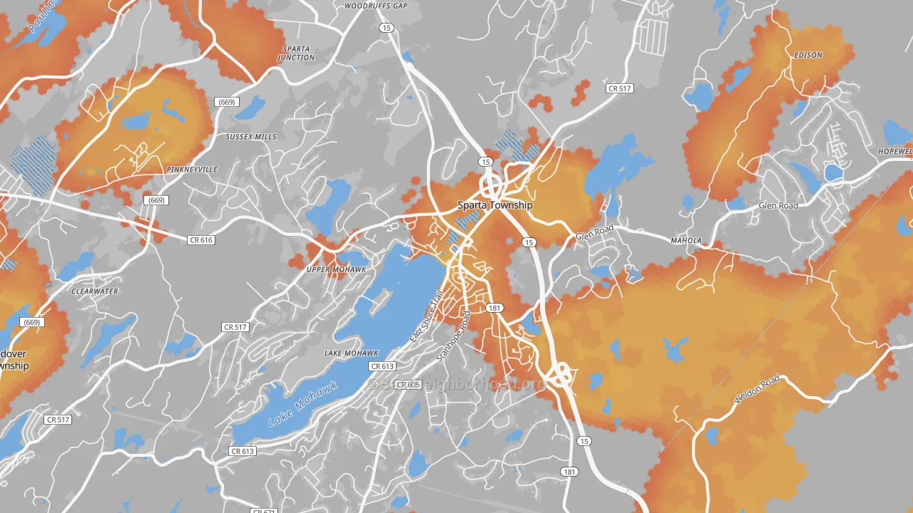 Bike Grade map of 07871, NJ