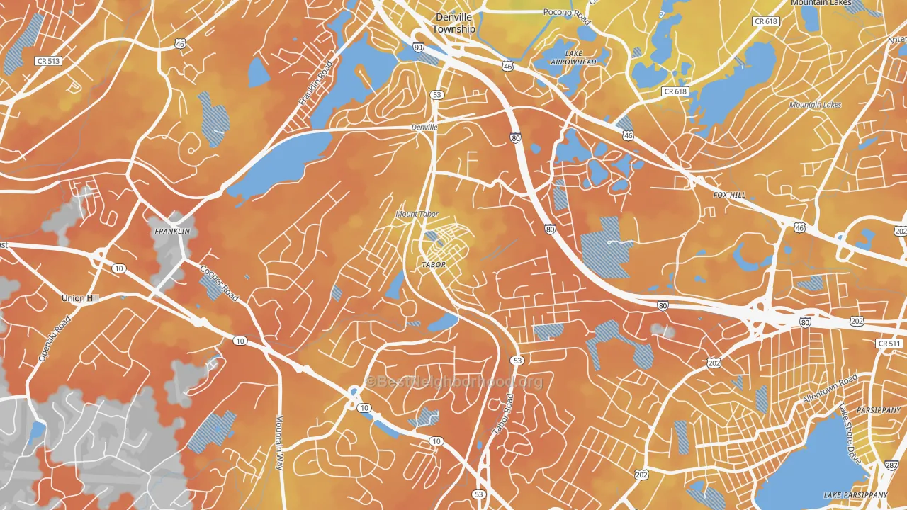 Bike Grade map of 07878, NJ