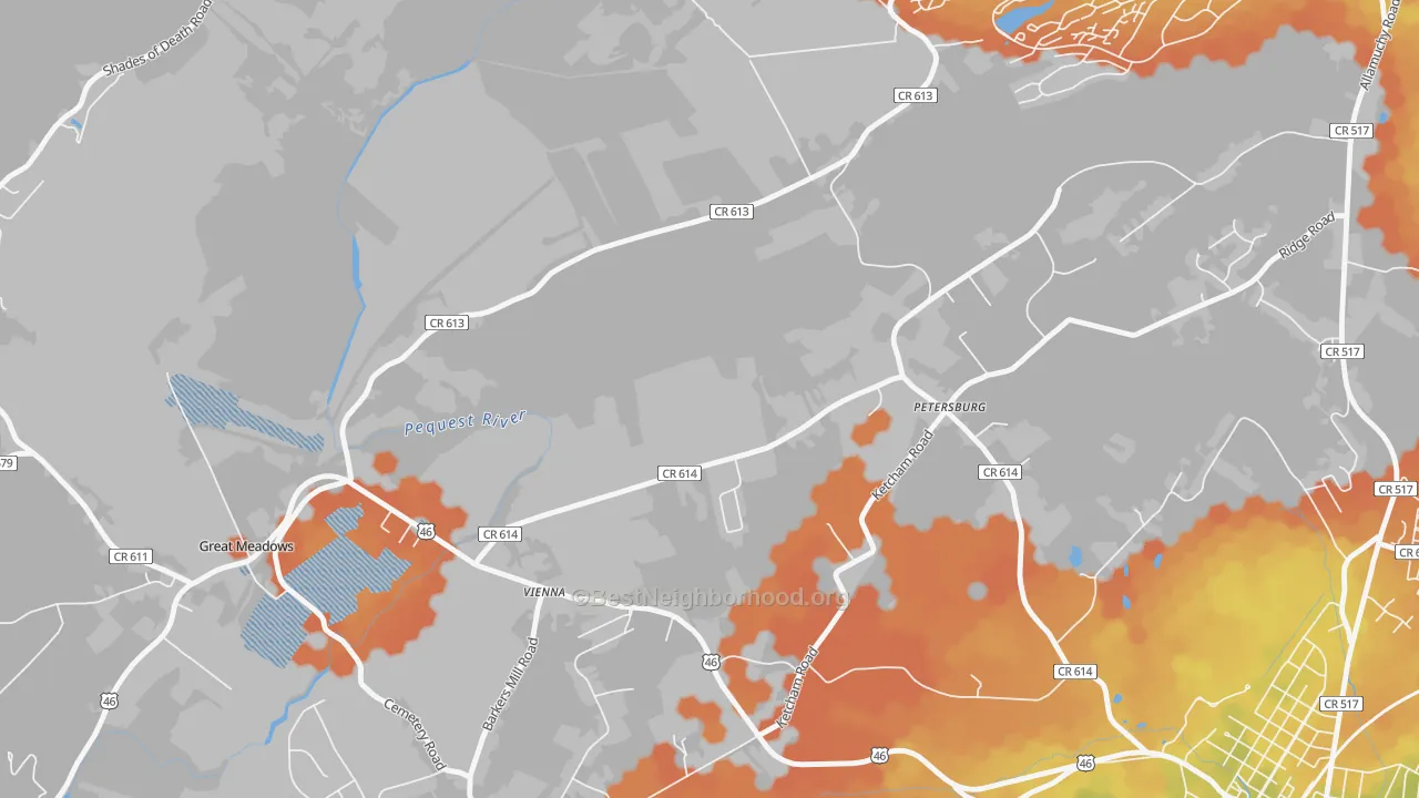 Bike Grade map of 07880, NJ