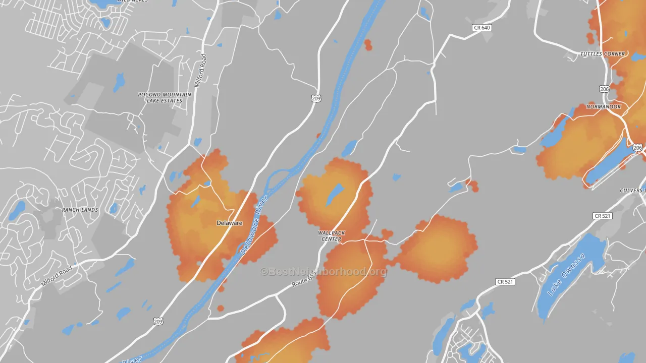 Bike Grade map of 07881, NJ