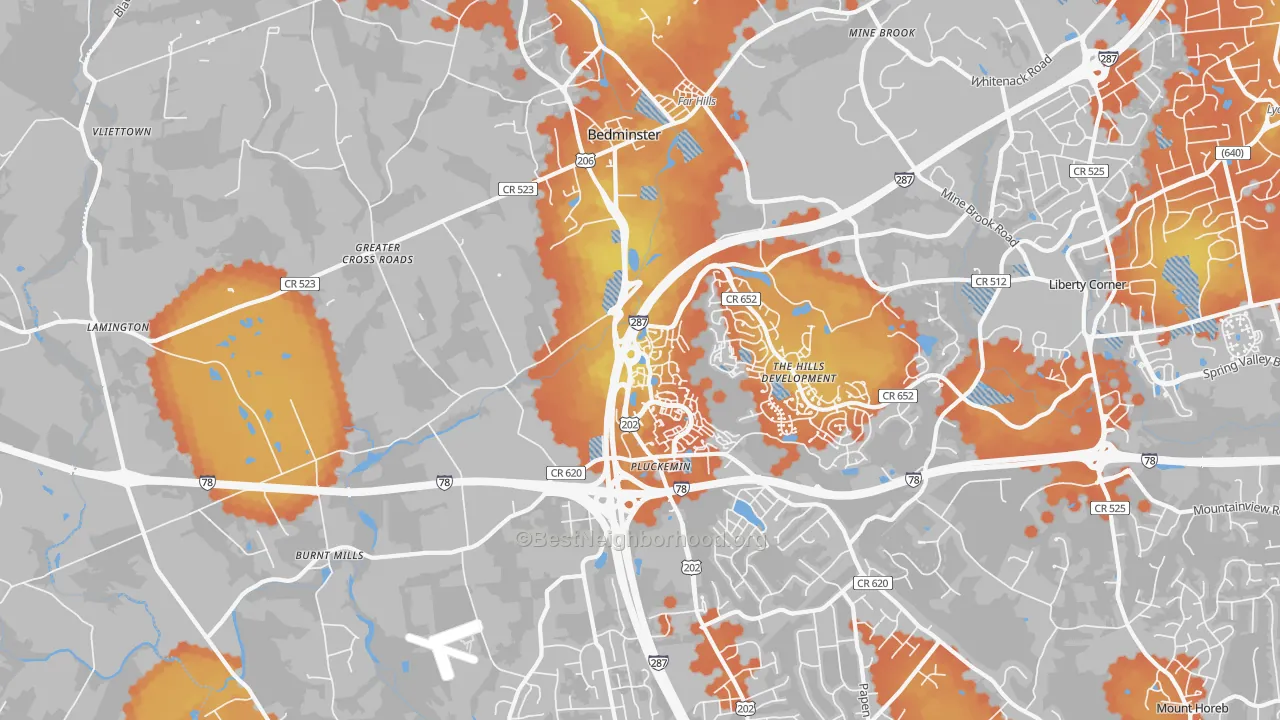 Bike Grade map of 07921, NJ