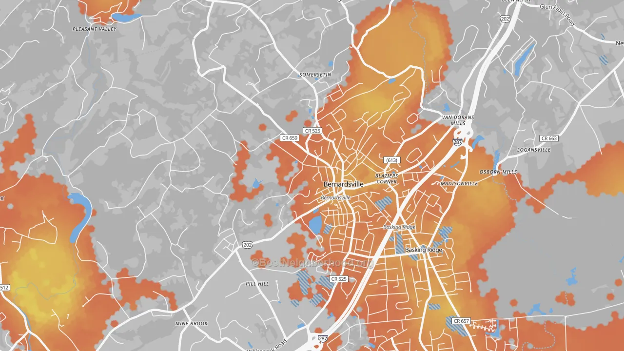 Bike Grade map of 07924, NJ