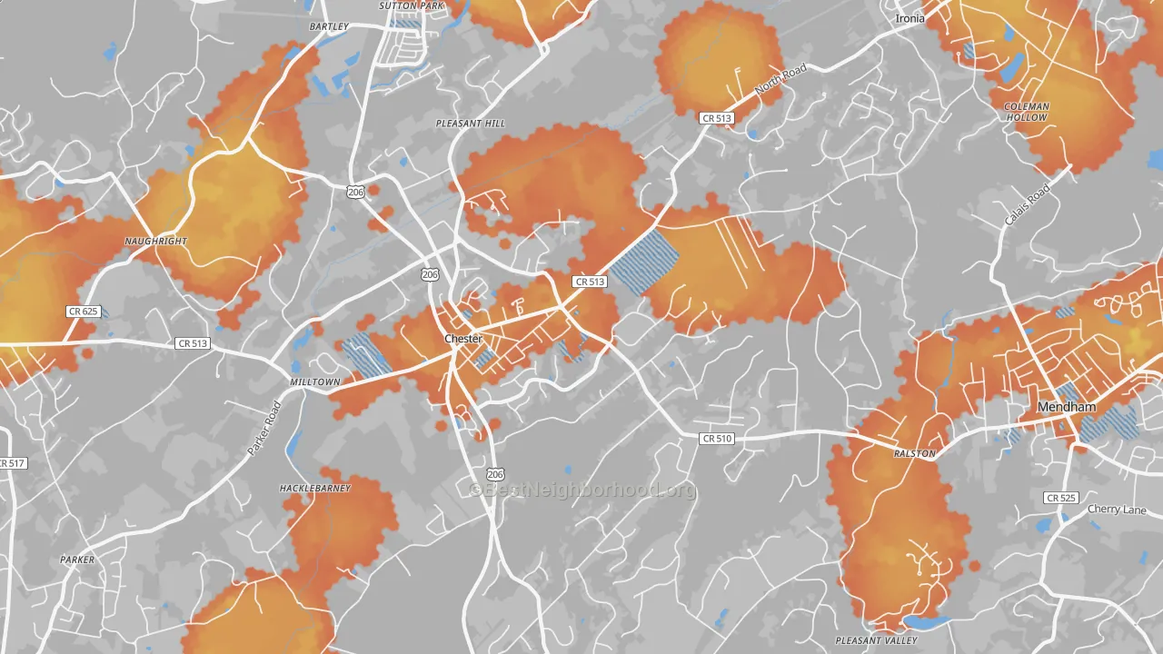 Bike Grade map of 07930, NJ