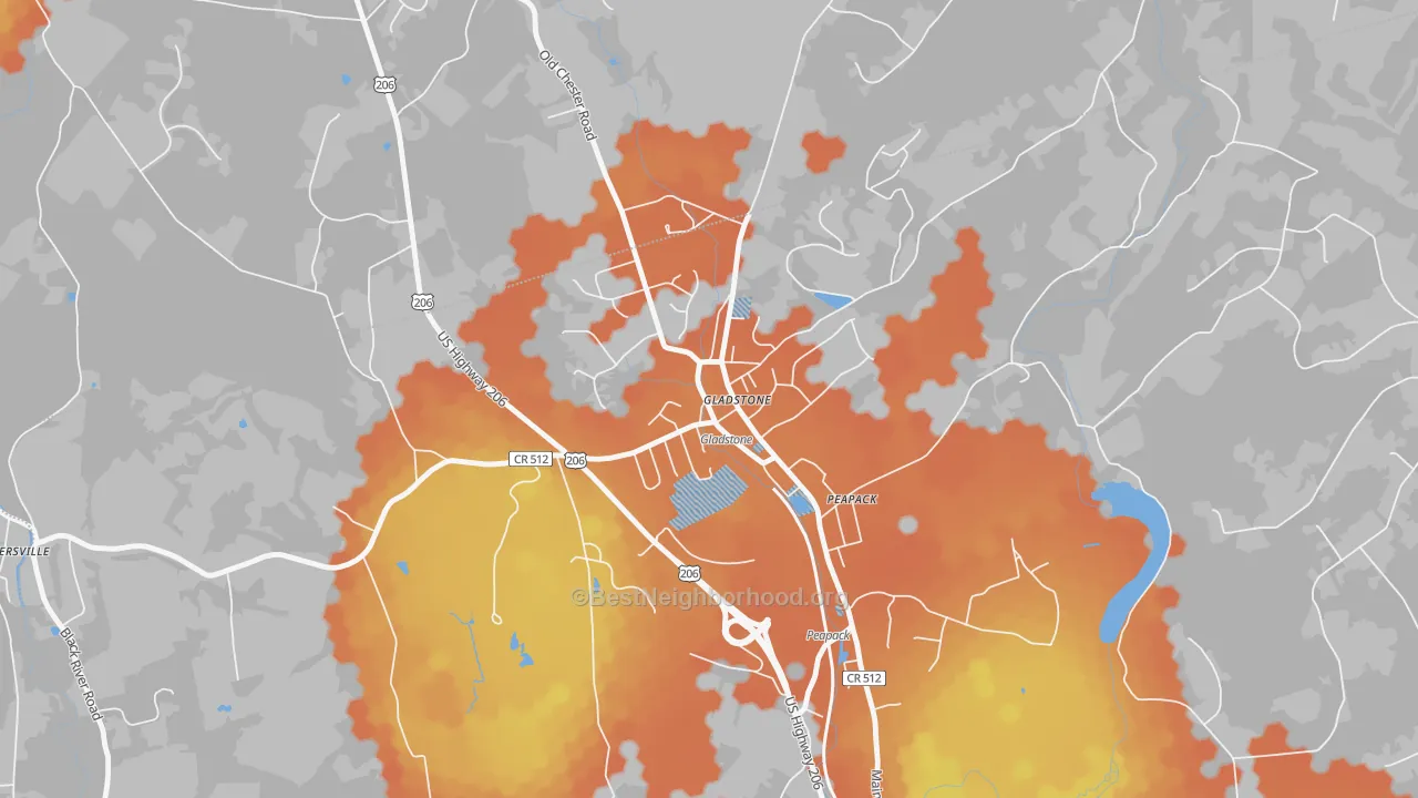 Bike Grade map of 07934, NJ