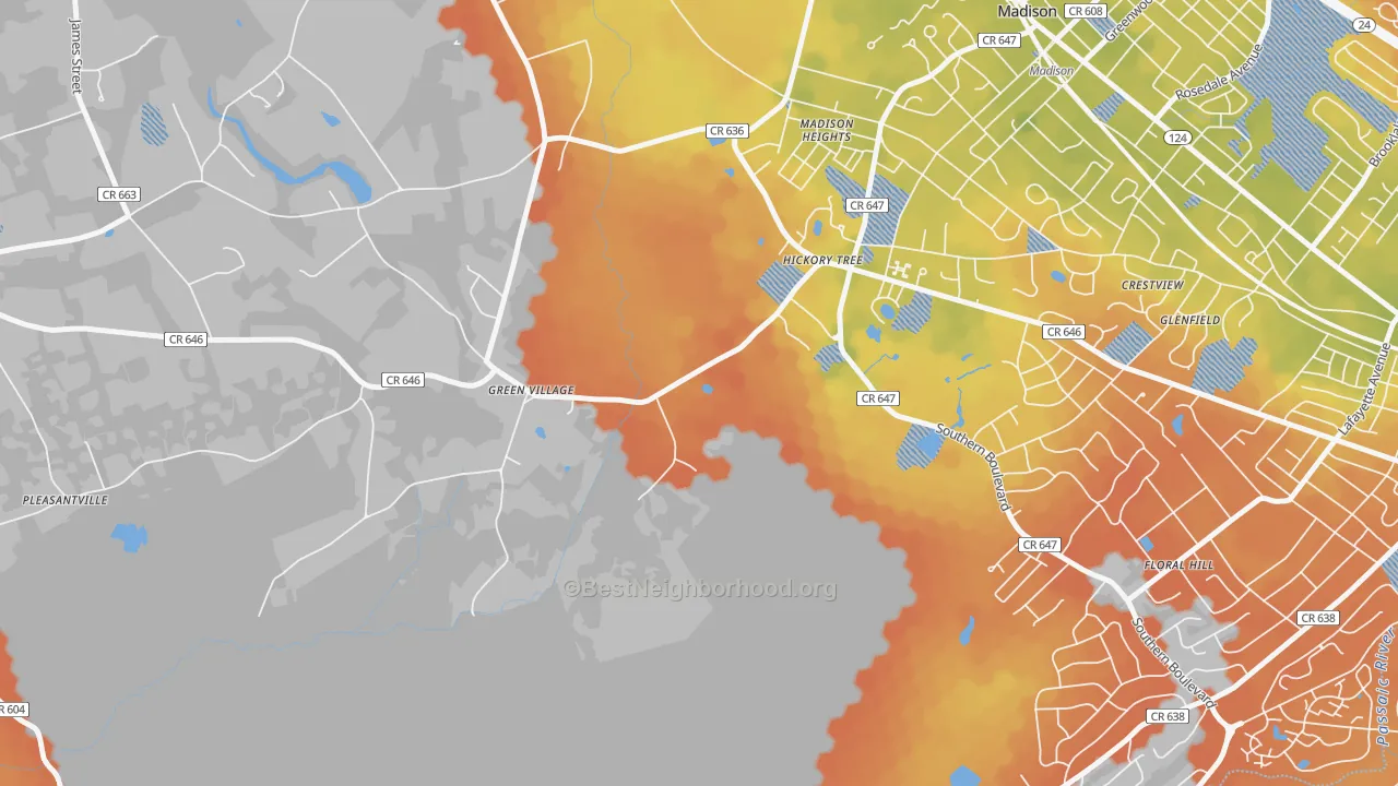 Bike Grade map of 07935, NJ