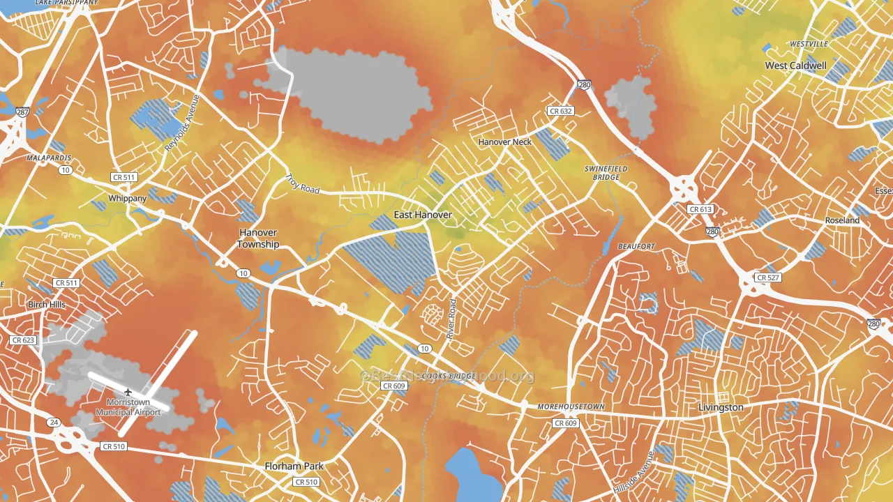 Bike Grade map of 07936, NJ