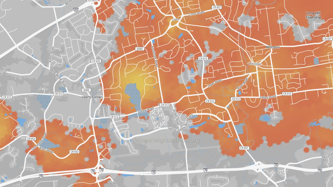Bike Grade map of 07939, NJ