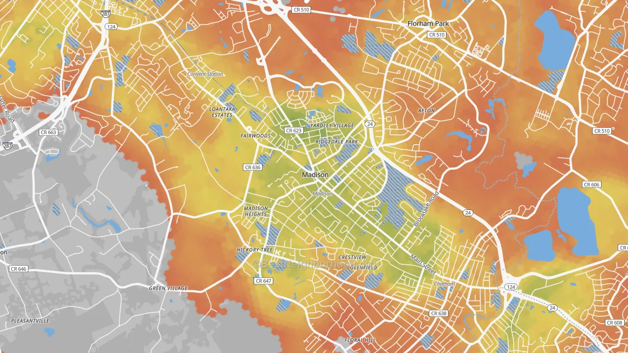 Bike Grade map of 07940, NJ
