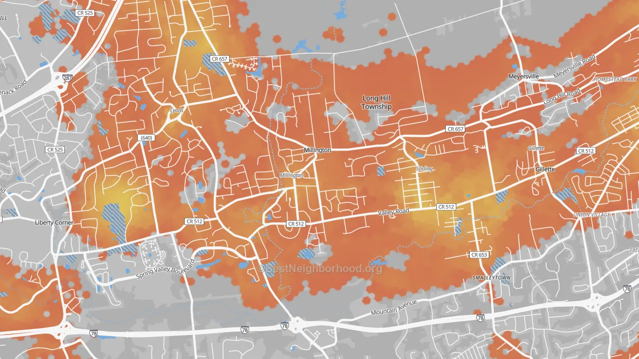 Bike Grade map of 07946, NJ