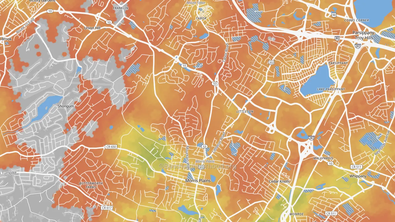 Bike Grade map of 07950, NJ
