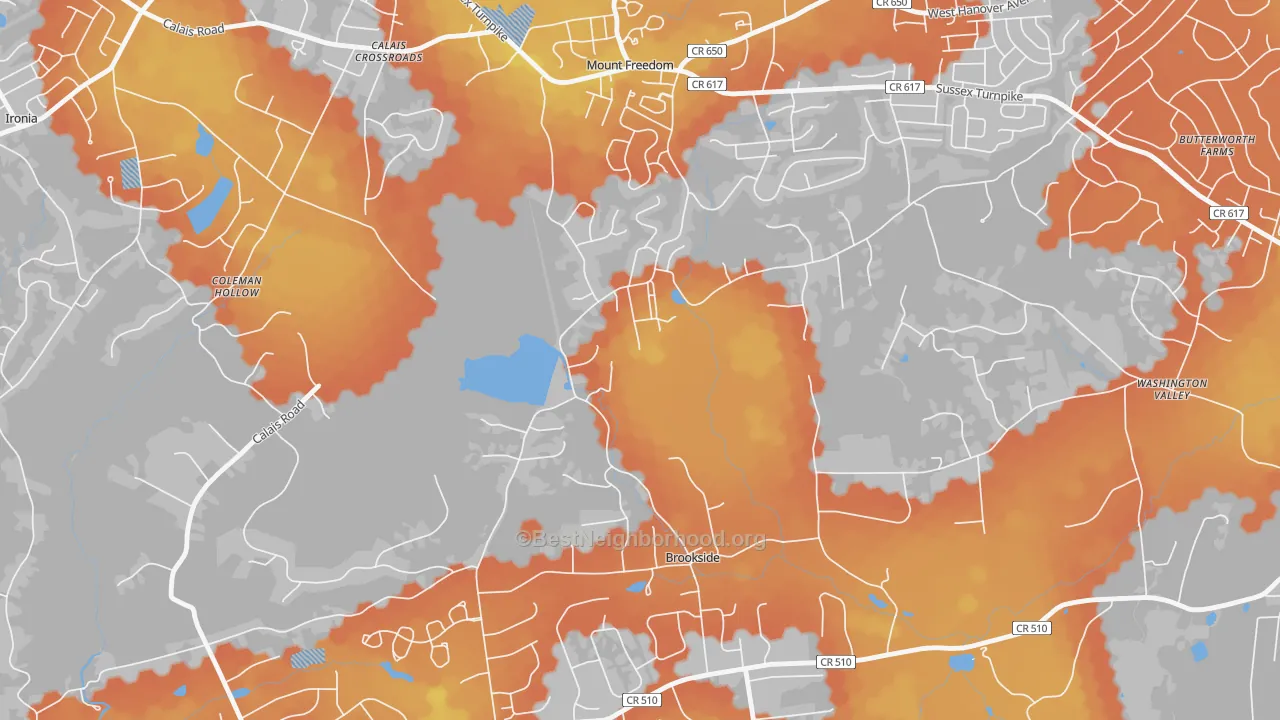 Bike Grade map of 07970, NJ