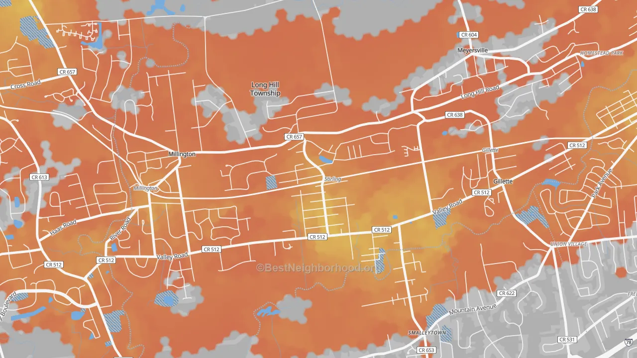 Bike Grade map of 07980, NJ