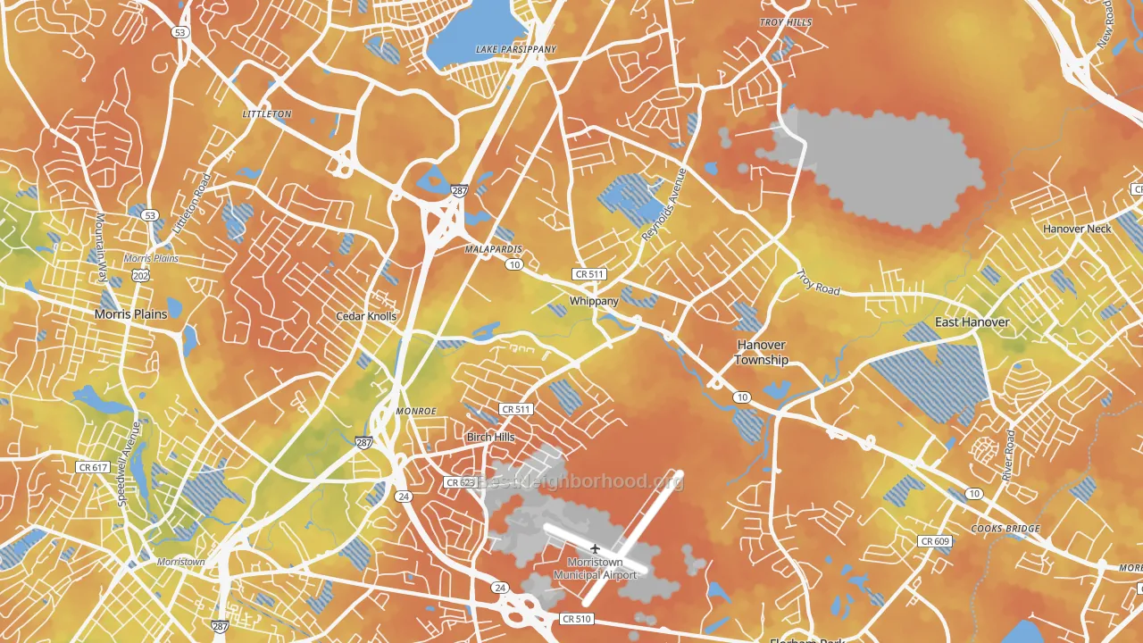 Bike Grade map of 07981, NJ