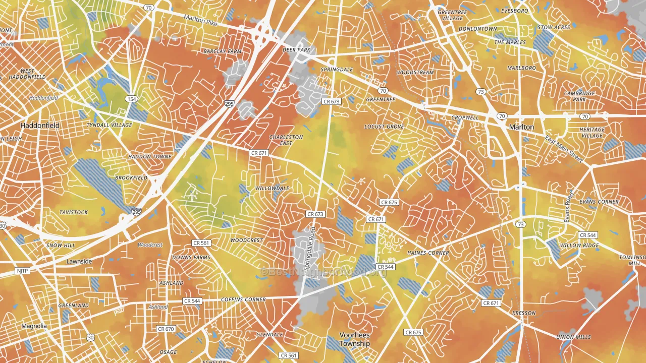 Bike Grade map of 08003, NJ