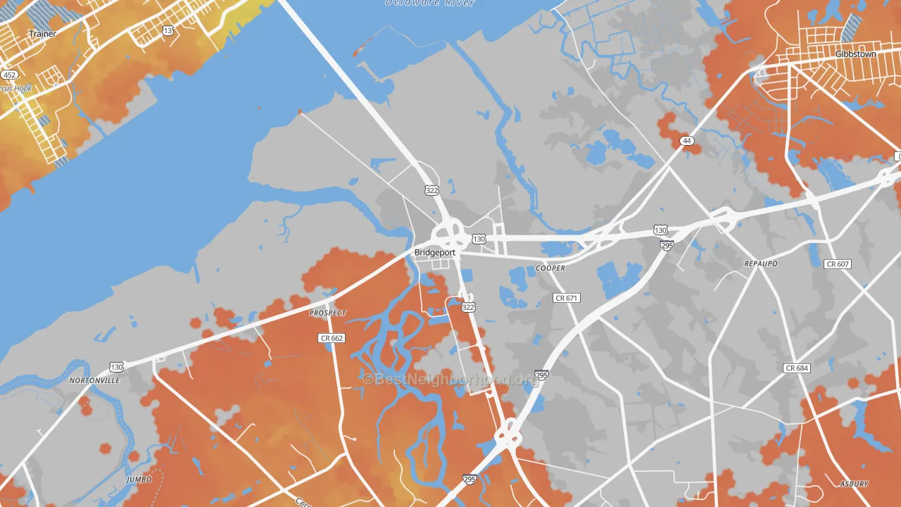 Bike Grade map of 08014, NJ