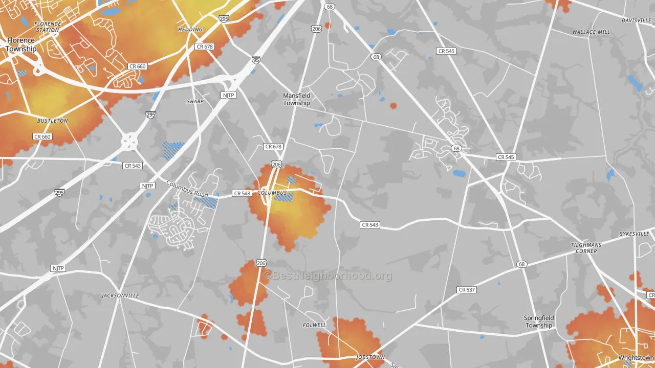 Bike Grade map of 08022, NJ