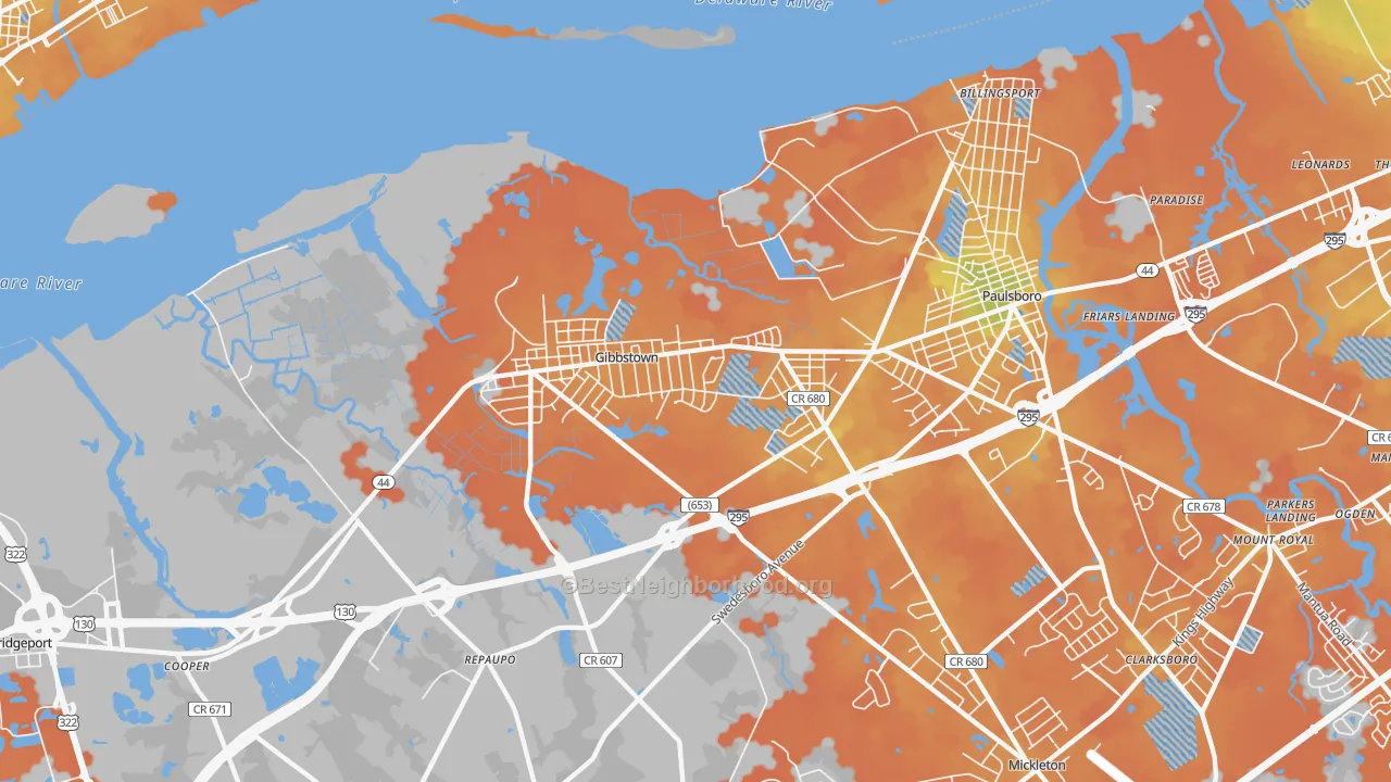 Bike Grade map of 08027, NJ