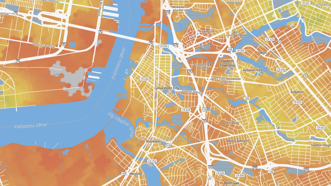 Bike Grade map of 08030, NJ