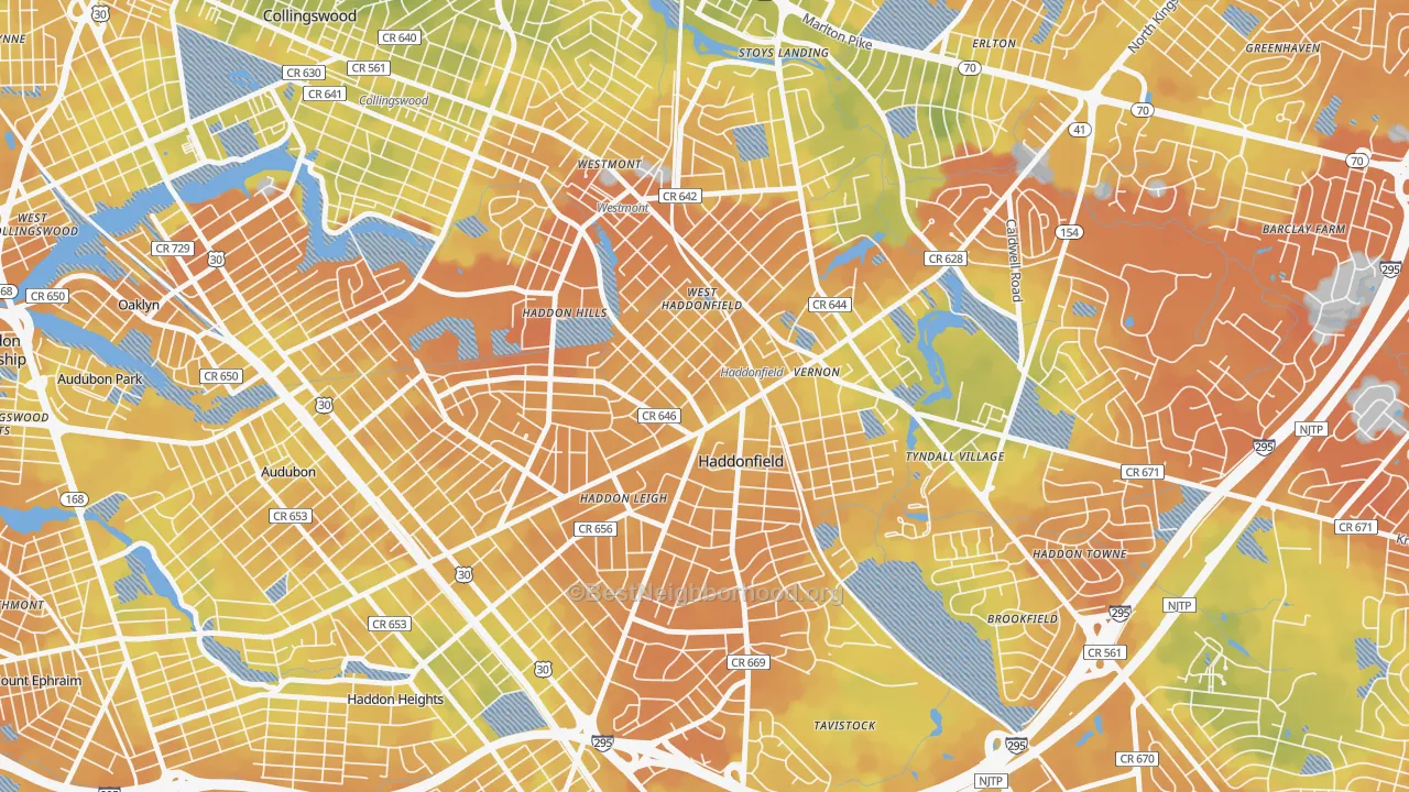 Bike Grade map of 08033, NJ