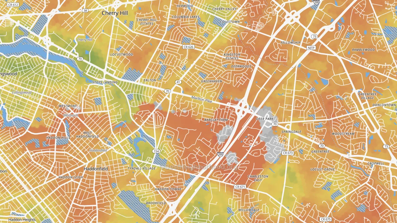 Bike Grade map of 08034, NJ