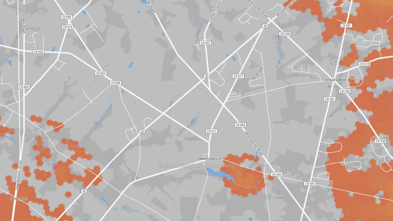 Bike Grade map of 08039, NJ
