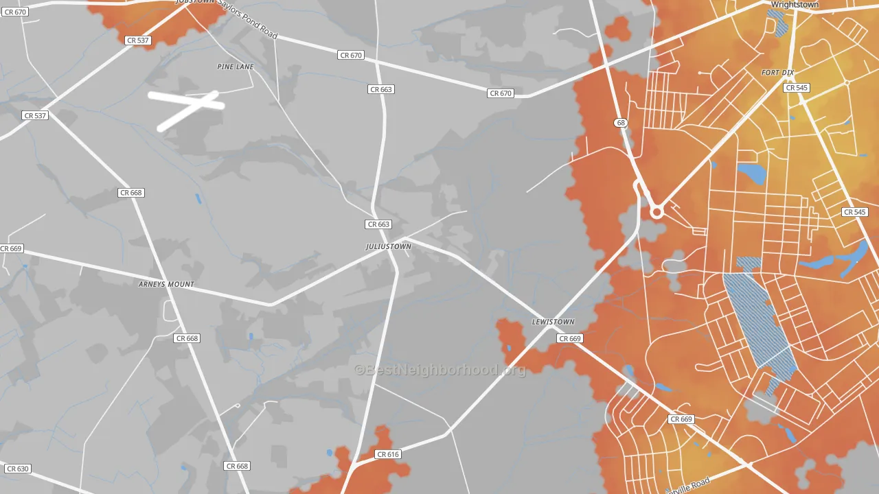 Bike Grade map of 08042, NJ