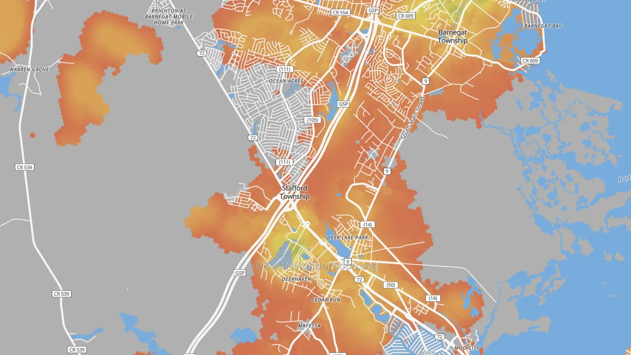 Bike Grade map of 08050, NJ