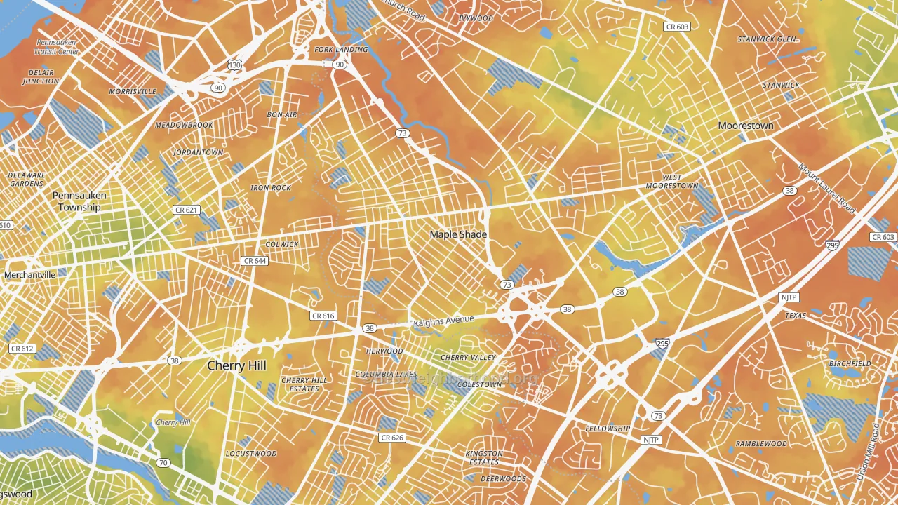 Bike Grade map of 08052, NJ
