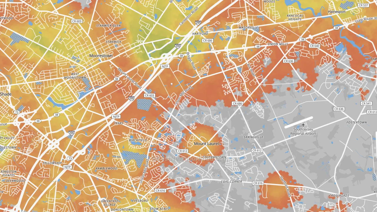 Bike Grade map of 08054, NJ