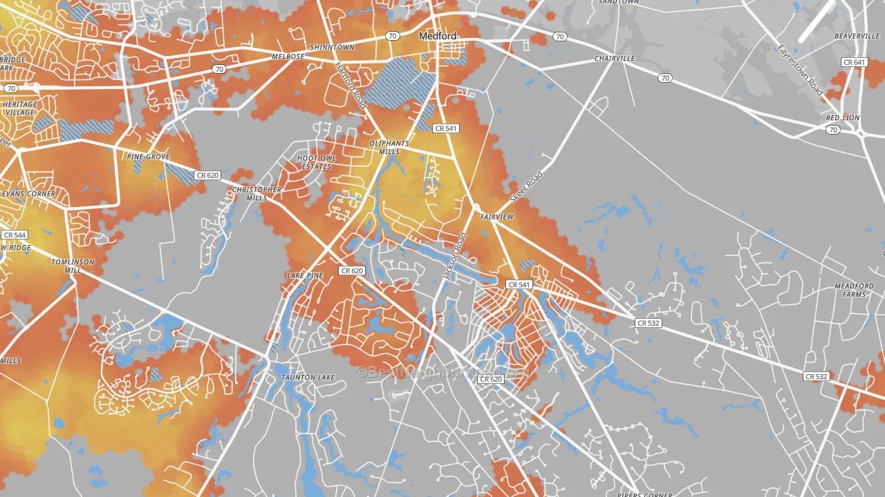 Bike Grade map of 08055, NJ