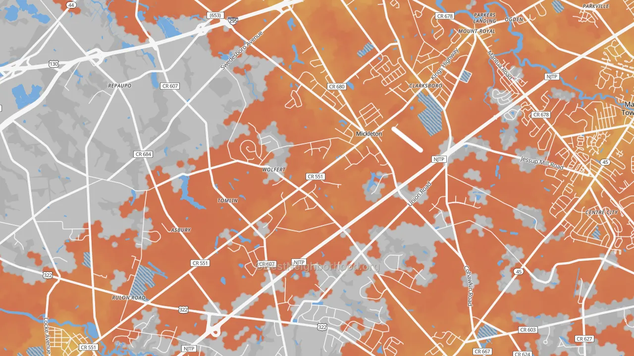 Bike Grade map of 08056, NJ