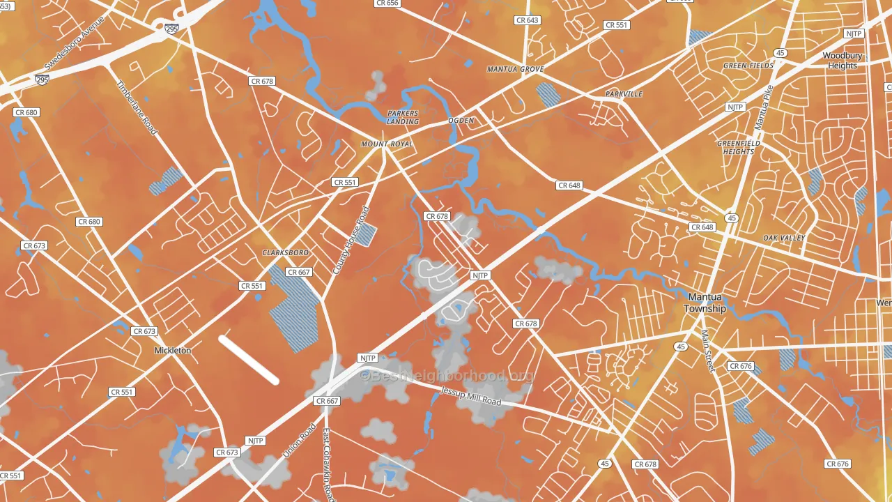 Bike Grade map of 08061, NJ