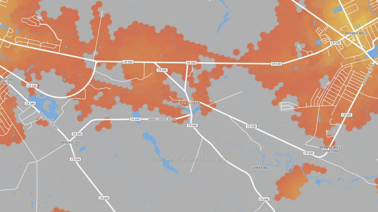 Bike Grade map of 08064, NJ