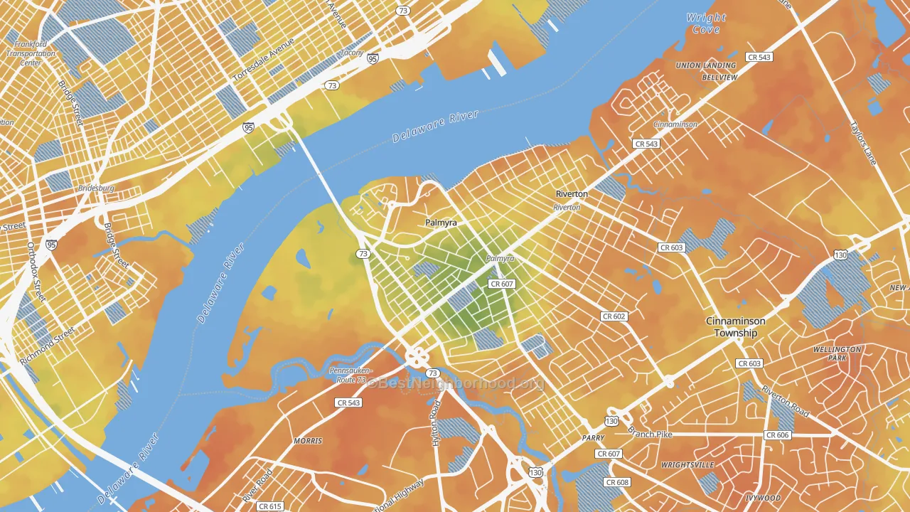Bike Grade map of 08065, NJ