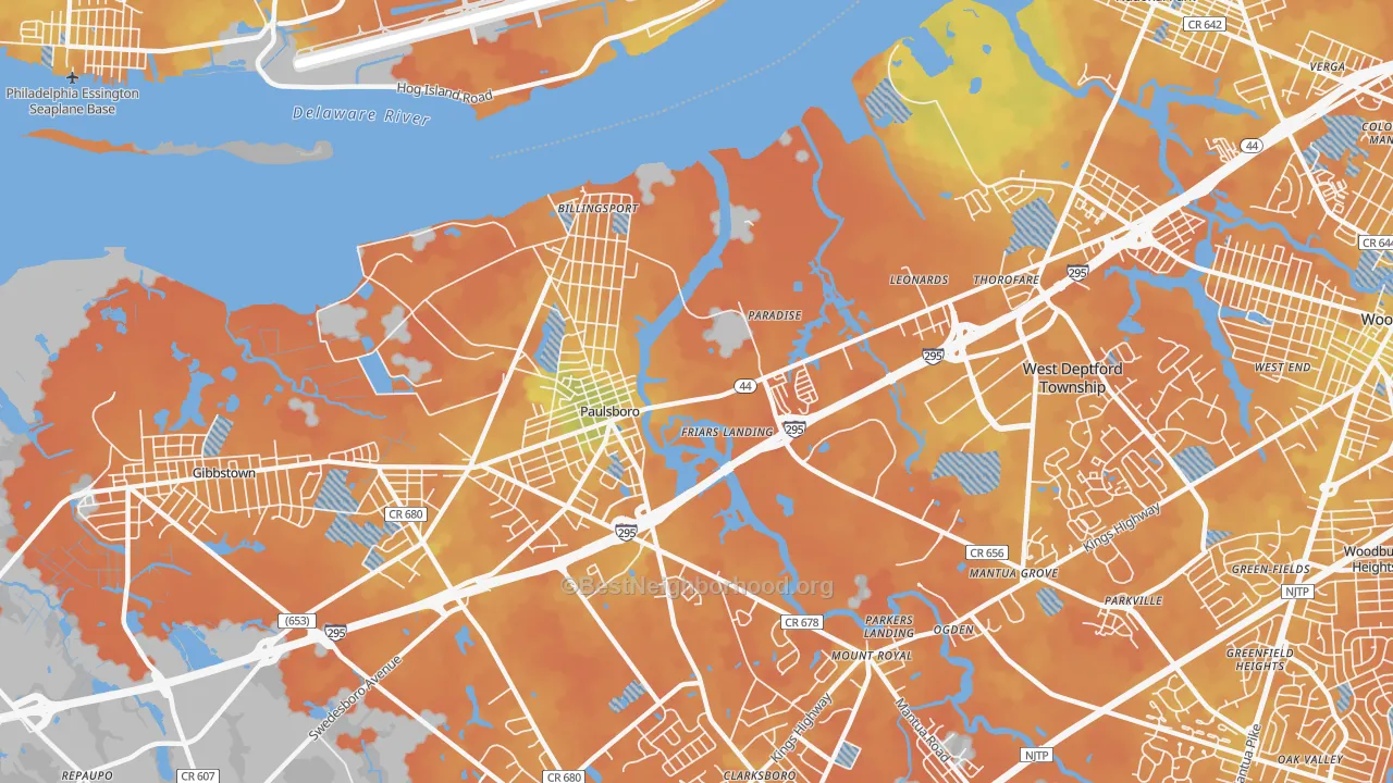 Bike Grade map of 08066, NJ