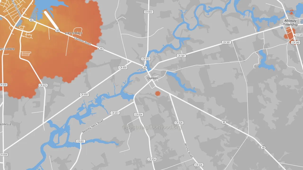 Bike Grade map of 08072, NJ