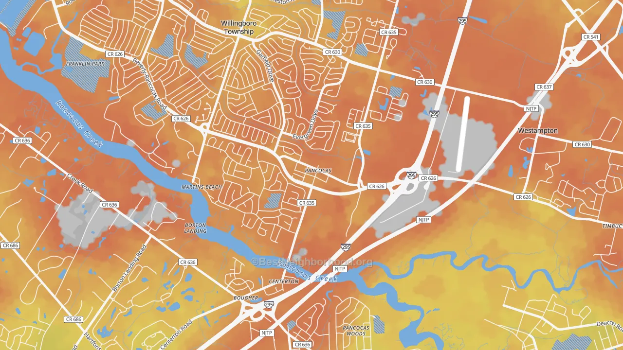Bike Grade map of 08073, NJ