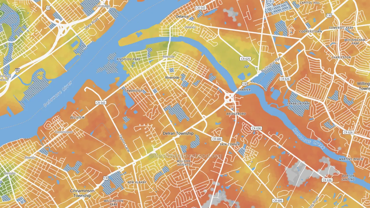 Bike Grade map of 08075, NJ