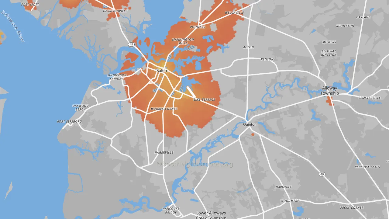 Bike Grade map of 08079, NJ
