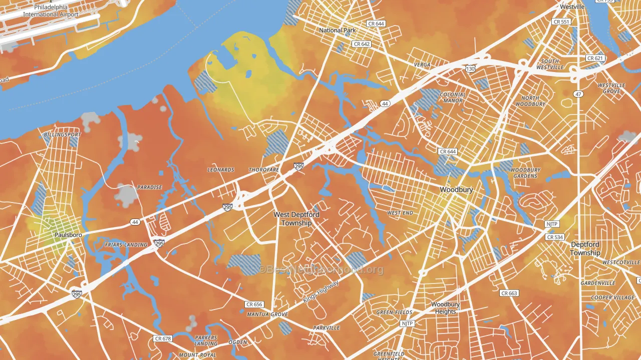 Bike Grade map of 08086, NJ